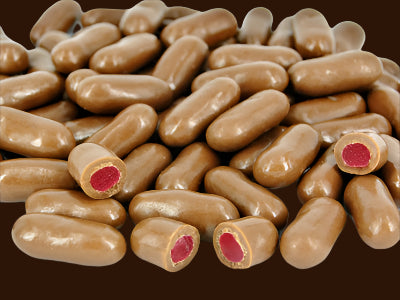Milk chocolate raspberry bullets