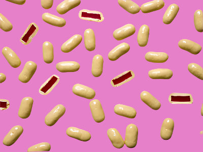 White chocolate raspberry bullets